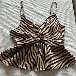 Aqua zebra stripe cropped peplum blouse